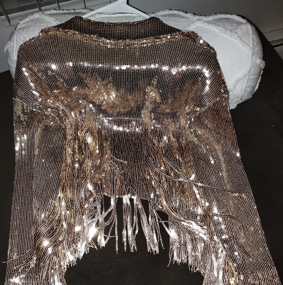 Hot in Hollywood Gold Fringe Bomber Jacket